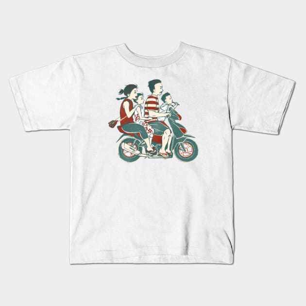 People of Bali - Family Ride Kids T-Shirt by akaneyabushita